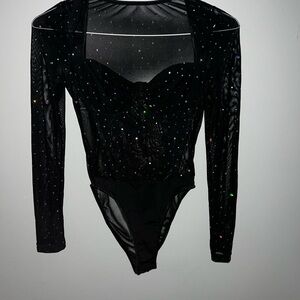 Black Sheer Long Sleeve Bodysuit